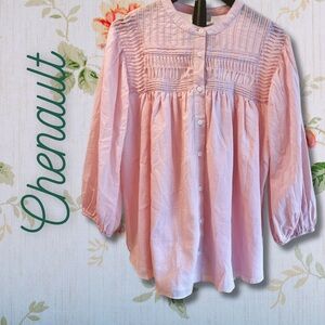NWT Chenault Blouse. Ultra feminine soft pink peasant top with pintucks. Size M